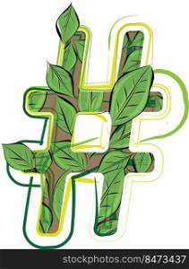 Green leaf number symbol sketch drawing vector Illustration