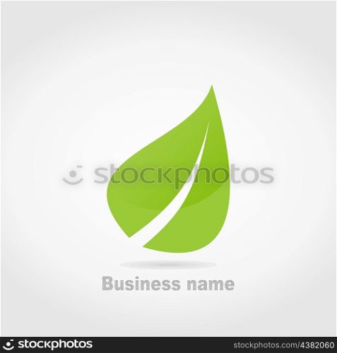 Green leaf on a white background. A vector illustration