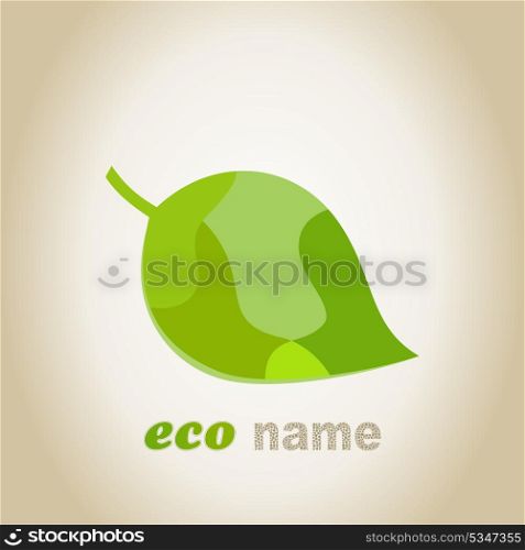 Green leaf on a white background. A vector illustration
