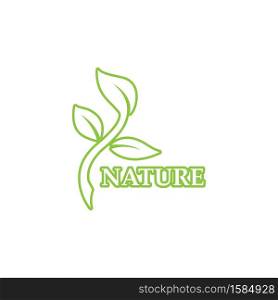 green leaf outline ecology nature element vector