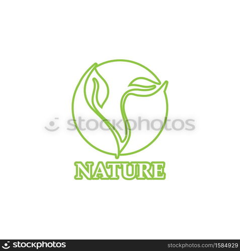 green leaf outline ecology nature element vector