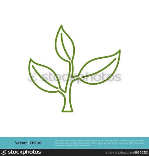 Green Leaf Outline Icon Vector Logo Template Illustration Design. Vector EPS 10.