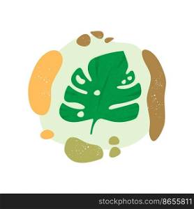 Green leaf print design in abstraction.