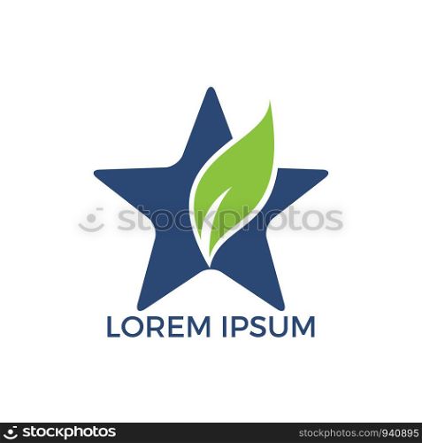 Green Leaf Star Logo design. Eco Natural Organic Logotype concept icon.