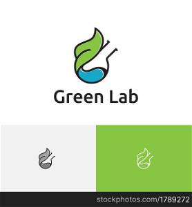 Green Leaf Tube Laboratory Biology Nature Science Research Logo