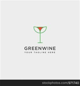 green leaf wine glass line simple logo template vector illustration icon element. green leaf wine glass line simple logo template vector illustration icon element isolated