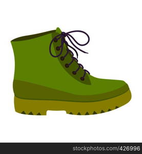 Green leather shoe icon. Flat illustration of green leather shoe vector icon for web design. Green leather shoe icon, flat style
