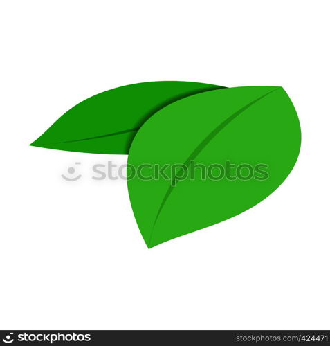 Green leaves isometric 3d icon. Spa symbol isolated on a white background. Green leaves isometric 3d icon