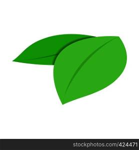 Green leaves isometric 3d icon. Spa symbol isolated on a white background. Green leaves isometric 3d icon