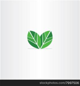 green leaves logo eco icon vector label