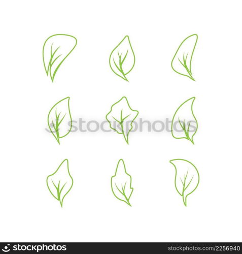 Green leaves logo.green leaf icons set vector template