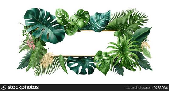 Green leaves of tropical plants bush Monstera palm. Vector illustration desing.