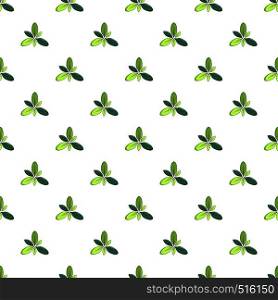 Green leaves pattern seamless repeat in cartoon style vector illustration. Green leaves pattern