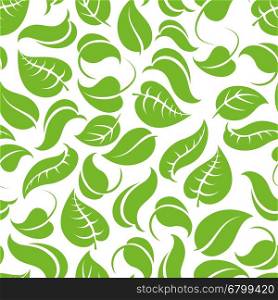 Green leaves seamless pattern. Green leaves seamless pattern with white background. Vector illustration