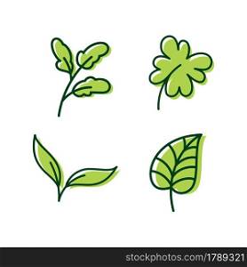 Green leaves set logo template design