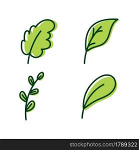 Green leaves set logo template design