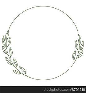 Green leaves. Vector round frame. Hand drawing leaf.. Green leaves. Vector round frame. Hand drawing leaf