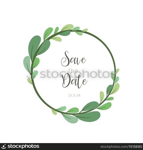 Green leaves wedding frame vector