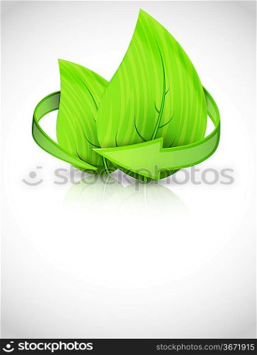 Green leaves with arrow