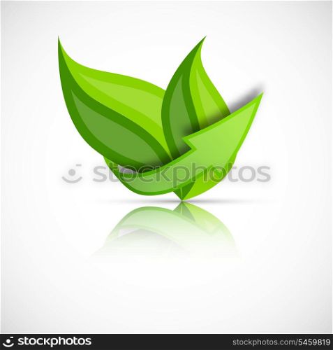 Green leaves with arrow