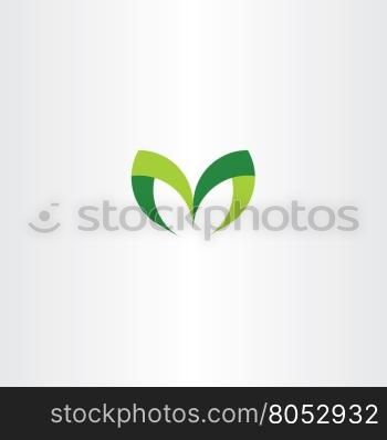 green letter m leaf icon vector icon