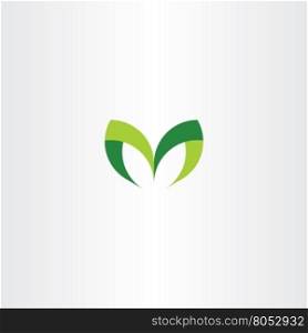 green letter m leaf icon vector icon