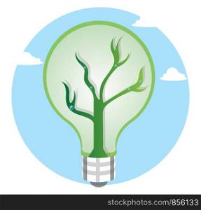 Green light bulb as a symbol for renewable energy resources illustration vector on white background