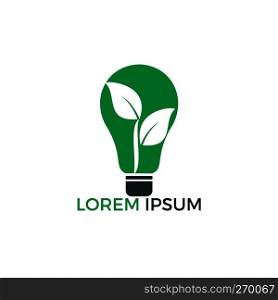 Green light bulb plant symbol logo vector. Logo of green energy. Stylized eco logo biofuel. Renewable green energy logo design.