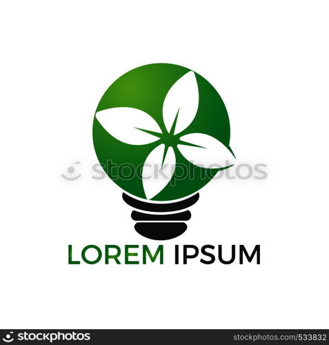 Green light bulb plant symbol logo vector. Logo of green energy. Stylized eco logo biofuel. Renewable green energy logo design.