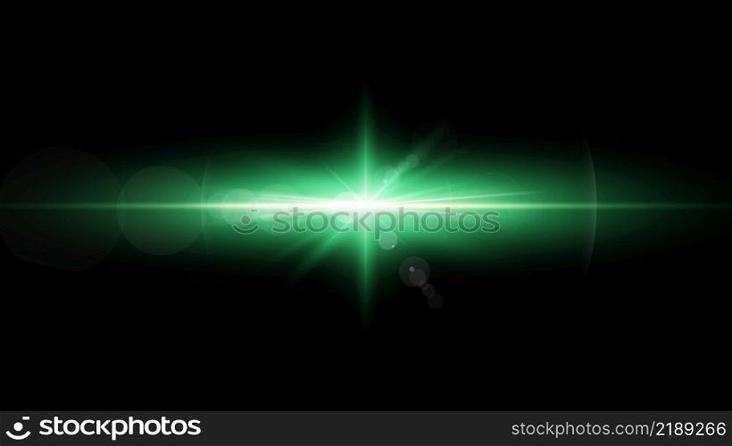 green light vector, abstract flare on dark background special effect light rays, star explosion, vector illustration