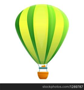 Green lime air balloon icon. Cartoon of green lime air balloon vector icon for web design isolated on white background. Green lime air balloon icon, cartoon style