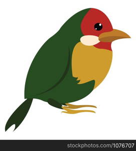 Green little bird, illustration, vector on white background.