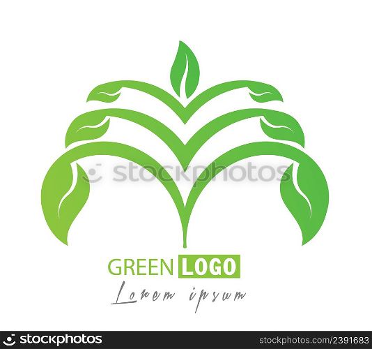 Green logo. An icon with leaves and a branch. An icon for a logo, emblem or sticker.