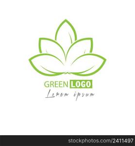 Green logo. An icon with leaves and a branch. An icon for a logo, emblem or sticker.