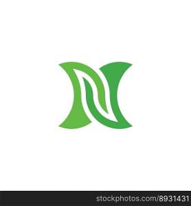 green logo letter n icon vector design
