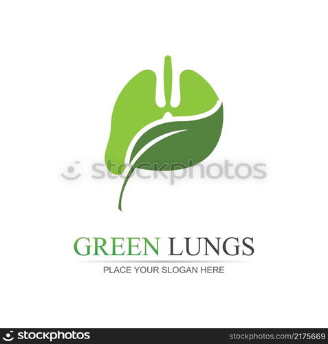 Green Lungs vector logo illustration design template,This logo with leaf.