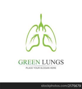 Green Lungs vector logo illustration design template,This logo with leaf.