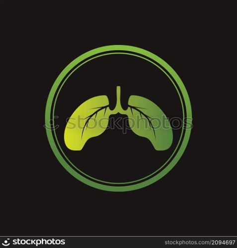 Green Lungs vector logo template in black background