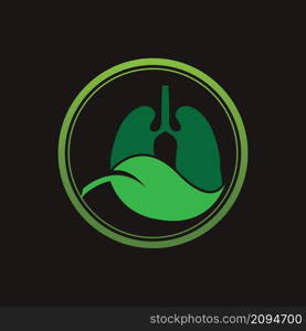 Green Lungs vector logo template in black background