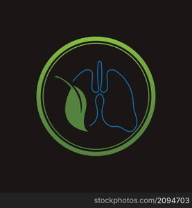 Green Lungs vector logo template in black background