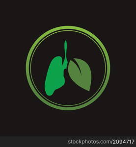 Green Lungs vector logo template in black background