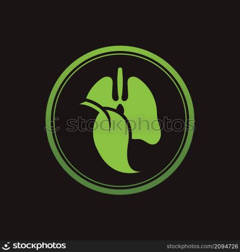 Green Lungs vector logo template in black background
