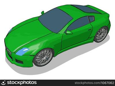 Green luxury car, illustration, vector on white background.