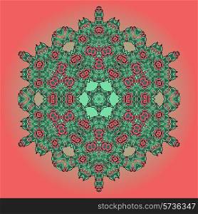 Green Mandala Oriental Floral Carpet Design