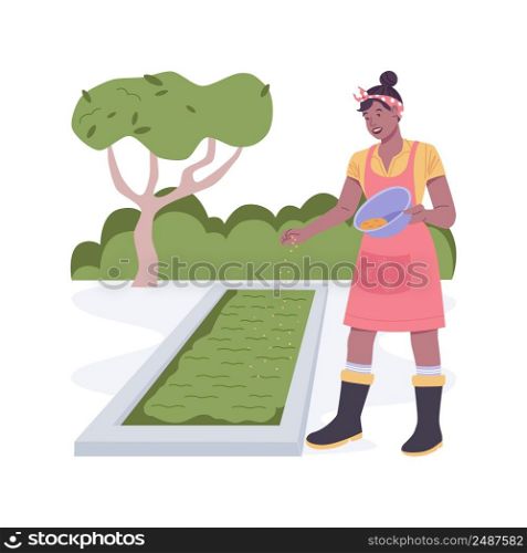 Green manures isolated cartoon vector illustrations. Farmer dealing with green manures on field, sowing plants to cover bare soil, modern agriculture, organic farming vector cartoon.. Green manures isolated cartoon vector illustrations.