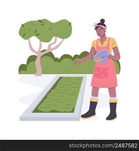 Green manures isolated cartoon vector illustrations. Farmer dealing with green manures on field, sowing plants to cover bare soil, modern agriculture, organic farming vector cartoon.. Green manures isolated cartoon vector illustrations.