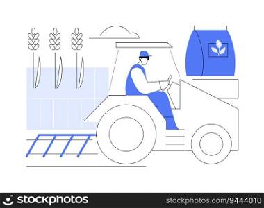 Green manuring abstract concept vector illustration. Young farmer in tractor fertilizes the ground, agroecology industry, sustainable agriculture, green manuring process abstract metaphor.. Green manuring abstract concept vector illustration.