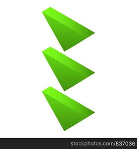 Green map arrows icon. Isometric of green map arrows vector icon for web design isolated on white background. Green map arrows icon, isometric style