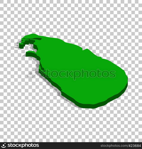 Green map of Sri Lanka isometric icon 3d on a transparent background vector illustration. Green map of Sri Lanka isometric icon