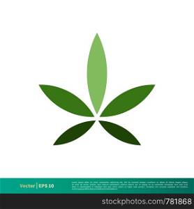 Green Marijuana Hemp Leaf Icon Vector Logo Template Illustration Design. Vector EPS 10.